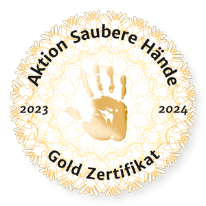 Siegel Zertifikat Aktion saubere Hände