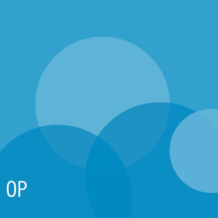 mittelblaue Kreise mit der Aufschrift OP