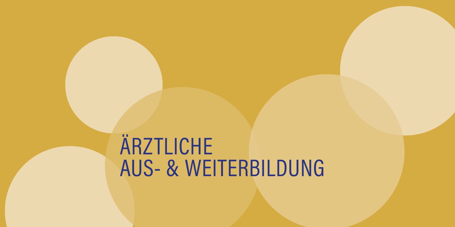 goldgelbe Kreise mit der Aufschrift Ärztliche Fort- und Weiterbildung